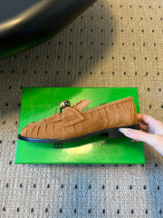 BOTTEGA VENETA 26S LOAFERS IN BROWN SUEDE WITH GOLD HARDWARE