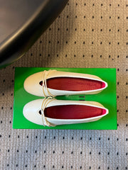 BOTTEGA VENETA 26S ESPADRILLE BALLET FLATS IN WHITE LAMBSKIN