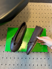 BOTTEGA VENETA 26S ESPADRILLE BALLET FLATS IN DARK BROWN LAMBSKIN