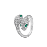 SERPENTI RING MALACHITE DIAMOND DOUBLE SNAKE