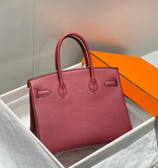 HM BIRKIN 25CM BURGUNDY CALFSKIN GOLD HARDWARE
