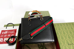 DIANA LARGE TOTE BAG 35 CM IN BLACK CALFSKIN