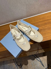 PRA BALLERINAS BALLET FLATS IN BEIGE MESH FABRIC