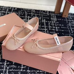 MM BALLET FLAT IN LIGHT PINK MESH