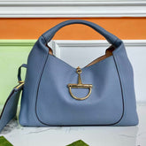 GG HORSEBIT HOBO BAG 46 IN LIGHT BLUE CALFSKIN GOLD HARDWARE