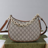 GG SHOULDER BAG 25 IN DARK BEIGE MONOGRAM CANVAS MIX CALFSKIN