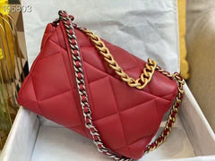 CC19 FLAP BAG 30 IN RED GOATSKIN