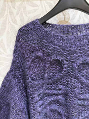 LOEWE SWEATER IN DARK PURPLE KNITTING