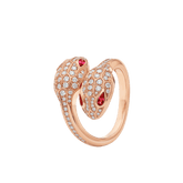 SERPENTI RING PINK DIAMOND DOUBLE SNAKE
