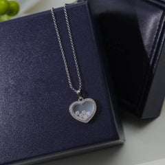 HAPPY HEART WHITE MOP NECKLACE SILVER DIAMOND