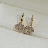 HAPPY HEART PINK GOLD EARRINGS DIAMOND