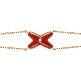 JEUX BRACELET CARNELIAN PINK GOLD 1 DIAMOND