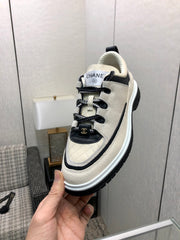 LOW TOP CASUAL SHOES IN BISQUE BEIGE LAMBSKIN AND SUEDE