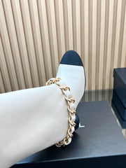 CHANEL 25S HIGH BOOTS 65MM IN WHITE CALFSKIN GOLD HARDWRE