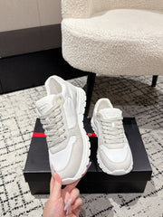 PRADA 25S MEN SNEAKERS LOGO IN WHITE NUBUCK AND CANVAS