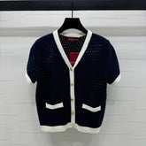 GUCCI SHORT-SLEEVE KNIT CARDIGAN 273214