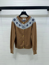 CELINE CARDIGAN IN PECAN BROWN MIX BLUE WOOL