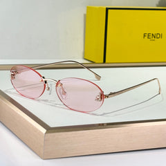 FIRST CRYSTAL RIMLESS OVAL FRAME SUNGLASSES FE4075US IN METAL