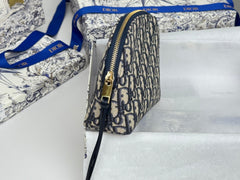 DIOR 25S 30 MONTAIGNE CLUTCH BAG 24 IN BLUE DIOR OBLIQUE JACQUARD