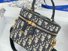 DIOR 25S CD SIGNATURE VANITY 16 IN BLUE DIOR OBLIQUE JACQUARD CANVAS