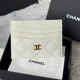 CHANEL 25S CARD HOLDER 11 IN IVORY CAVIAR GOLD HARDWARE