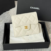 CHANEL 25S CF SMALL TRI FOLD WALLET 11 IN IVORY CAVIAR GOLD HARDWARE
