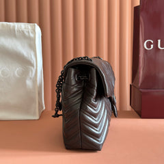 GUCCI 26S GG MARMONT BAG 37 IN DARK BROWN CALFSKIN