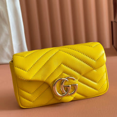 GUCCI 26S GG MARMONT BAG 16 IN YELLOW LAMBSKIN