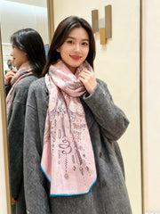 HERMES 25S SCARF 135 IN SILK CASHMERE 987501