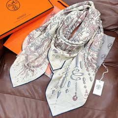 HERMES 25S SCARF 135 IN SILK CASHMERE 987502