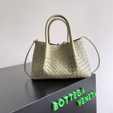 SMALL PINACOTECA REVERSIBLE TOTE BAG 24 IN MATCHA LAMBSKIN AND BROWN SUEDE