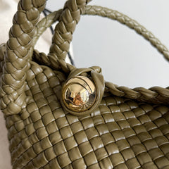 BOTTEGA VENETA 25S MINI TOSCA 20 IN DARK OLIVE BROWN CALFSKIN