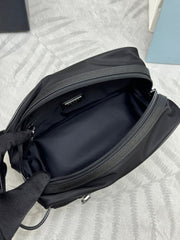PRADA 25S CLUTCH BAG 22 IN BLACK NYLON SILVER HARDWARE