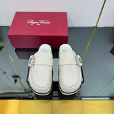 SLIDY VIV' MULES IN OFF WHITE CALFSKIN