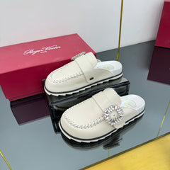 SLIDY VIV' MULES IN OFF WHITE CALFSKIN