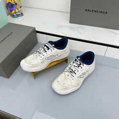 BALENCIAGA 25S SNEAKERS IN WHITE MIX DARK BLUE LEATHER