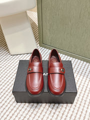 CHANEL 25S GODDESS FLAT LOAFERS IN DARK RED CALFSKIN GOLD HARDWARE