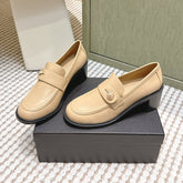 CHANEL 25S GODDESS MOCCASIN LOAFERS 65MM IN WARM BEIGE CALFSKIN GOLD HARDWARE