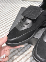 CHANEL 25S SNEAKERS 35MM IN BLACK SUEDE WITH VELCRO STRAPS