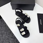 CC SANDAL 25S IN BLACK FABRIC WITH WHITE HARDWARE