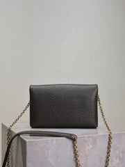 YSL 25S CALYPSO MINI 19 IN CHARCOAL GRAY LAMBSKIN GOLD HARDWARE
