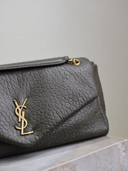 YSL 25S CALYPSO 30 IN DARK OLIVE GRAINED CALFSKIN GOLD HARDWARE