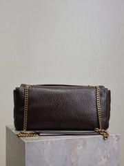 YSL 25S CALYPSO 30 IN DARK CHOCOLATE GRAINED CALFSKIN GOLD HARDWRE