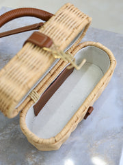 YSL 25S GABY MINI BAG 18 IN OSIER AND BROWN CALFSKIN GOLD HARDWRE