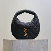 YSL 25S ICARINO 17 IN BLACK QUILTED CALFSKIN GOLD HARDWARE