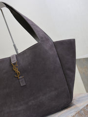 YSL 25S LE 5 À 7 BEA 50 IN DARK GRAY SUEDE GOLD HARDWARE