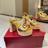 VLTN ESPADRILLE WEDGE SANDALS 25S 115 MM IN GOLD LAMBSKIN WITH GOLD HARDWARE
