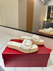 VLTN ESPADRILLE SLIDES 25S IN WHITE LAMBSKIN STYLE 8