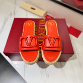 VLTN ESPADRILLE SLIDES 25S IN ORANGE LAMBSKIN STYLE 6