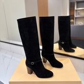 VALENTINO 25S GARAVANI PATTIE KNEE-HIGH BOOTS 80 MM IN BLACK SUEDE